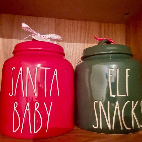 Rae Dunn Other - Rae Dunn christmas cookie jar Set of 2